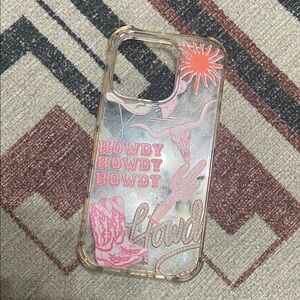 iPhone 16 Pro phone case Clear Western Themed with Pink Howdy Accents